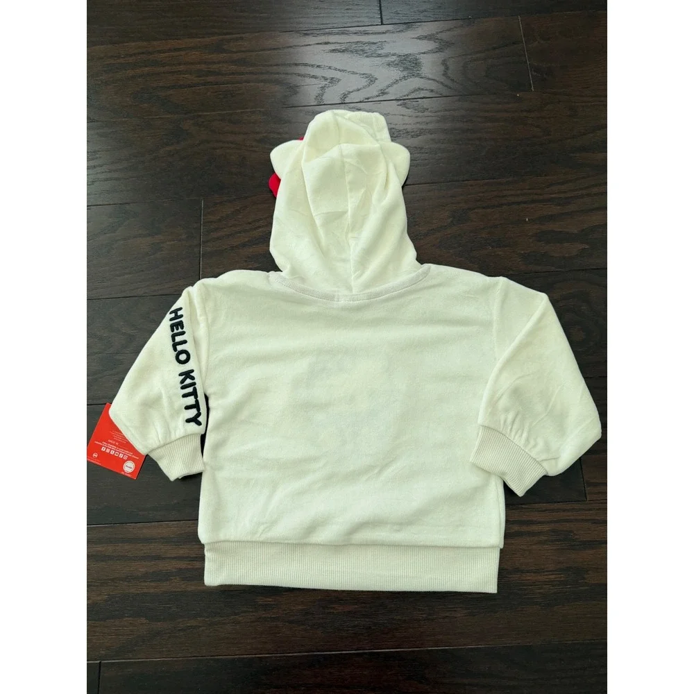 Hello Kitty Velour Hoodie and Flare Pants Set Cream Red Bow Kids 2T